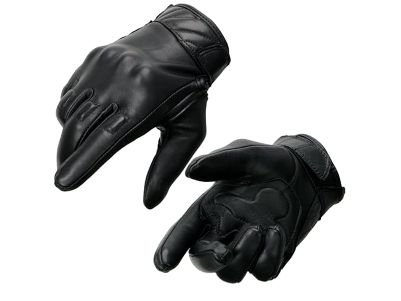  Men's Black Leather Gel Padded Palm Motorcycle Hand Gloves