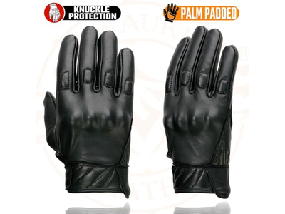  Men's Black Leather Gel Padded Palm Motorcycle Hand Gloves