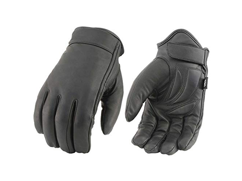 Black Leather Waterproof Cruiser Motorcycle Hand Gloves