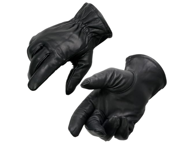 Black Thermal Lined Leather Motorcycle Hand Gloves