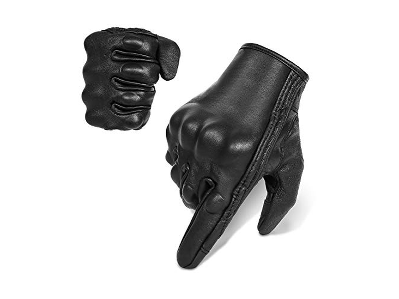 Full Finger Goat Skin Leather Touch Screen Motorcycle Gloves