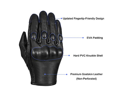 Full Finger Goat Skin Leather Touch Screen Motorcycle Gloves
