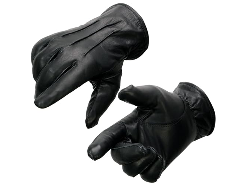 Men's Black Thermal Lined Leather Motorcycle Hand Gloves