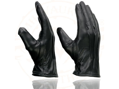 Men's Black Thermal Lined Leather Motorcycle Hand Gloves