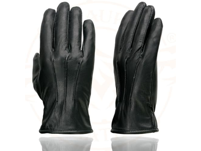 Men's Black Thermal Lined Leather Motorcycle Hand Gloves