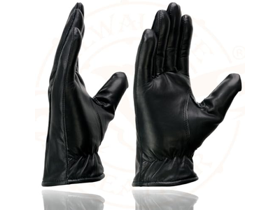 Men's Black Thermal Lined Leather Motorcycle Hand Gloves