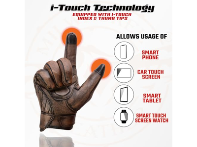 Men's Brown Leather with Gel Palm Motorcycle Gloves