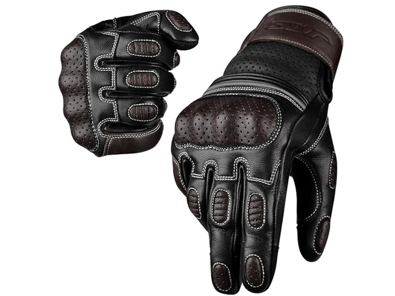 Premium Leather Perforated Motorcycle Gloves for Men